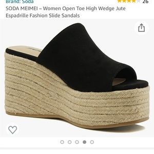 COPY - SODA MEIMEI – Women Open Toe High Wedge Jute Espadrille Fashion Slide Sa…